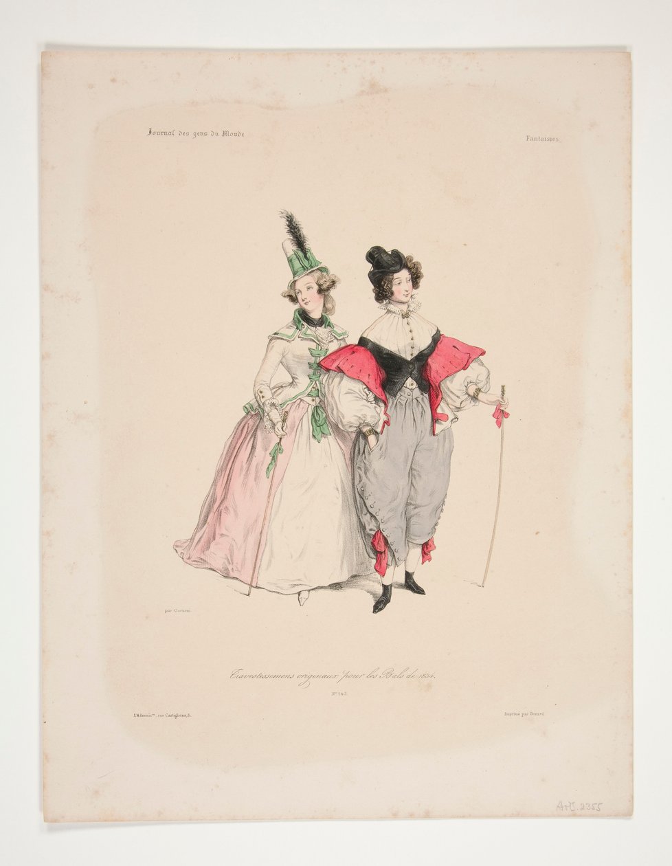 TRAVESTISSEMENS (sic) ORIGINALER til ballerne fra 1834. Nr. 2 og 3. af Paul Gavarni