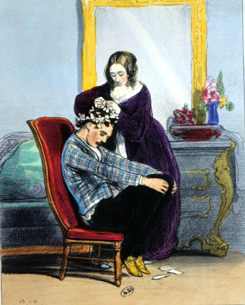 Martyrerne (farve litho) af Paul Gavarni