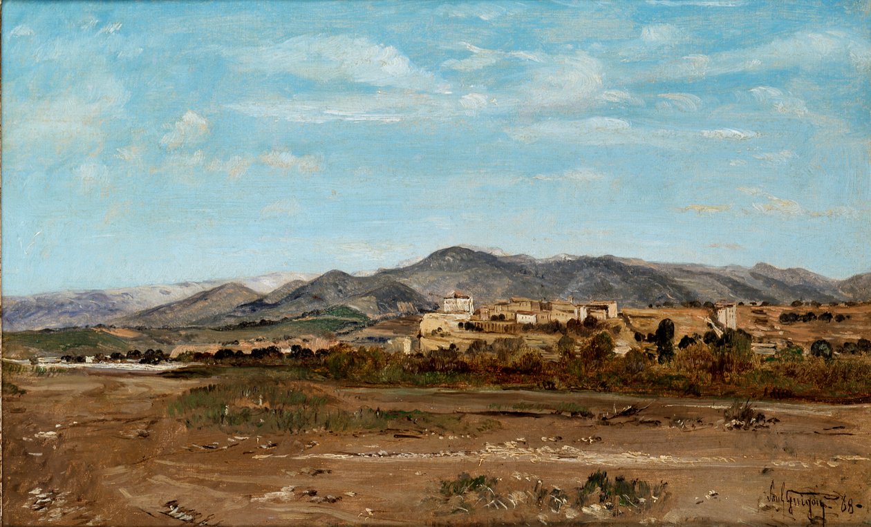 Landsbyen Lauris, i Vaucluse ved bredden af floden Durance, 1868 af Paul Guigou