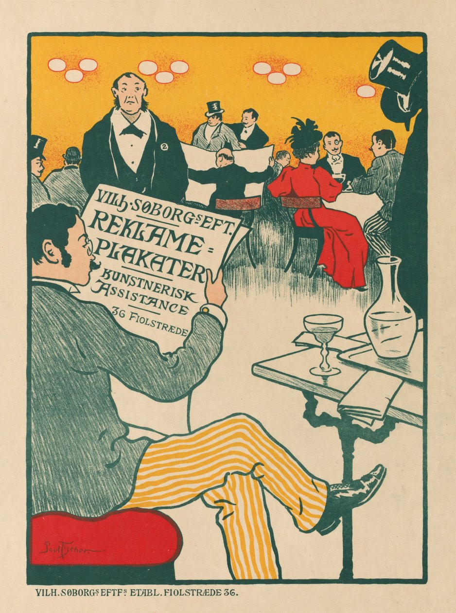 Mestre af plakaten: Plakat til udstilling af kunstneriske plakater af Wilhelm Söborg af Paul Gustav Fischer (Danish