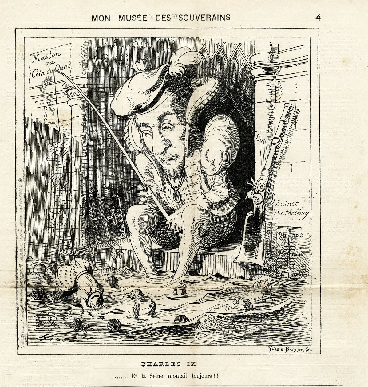 karikatur af Charles IX i Le Charivari af Paul Hadol