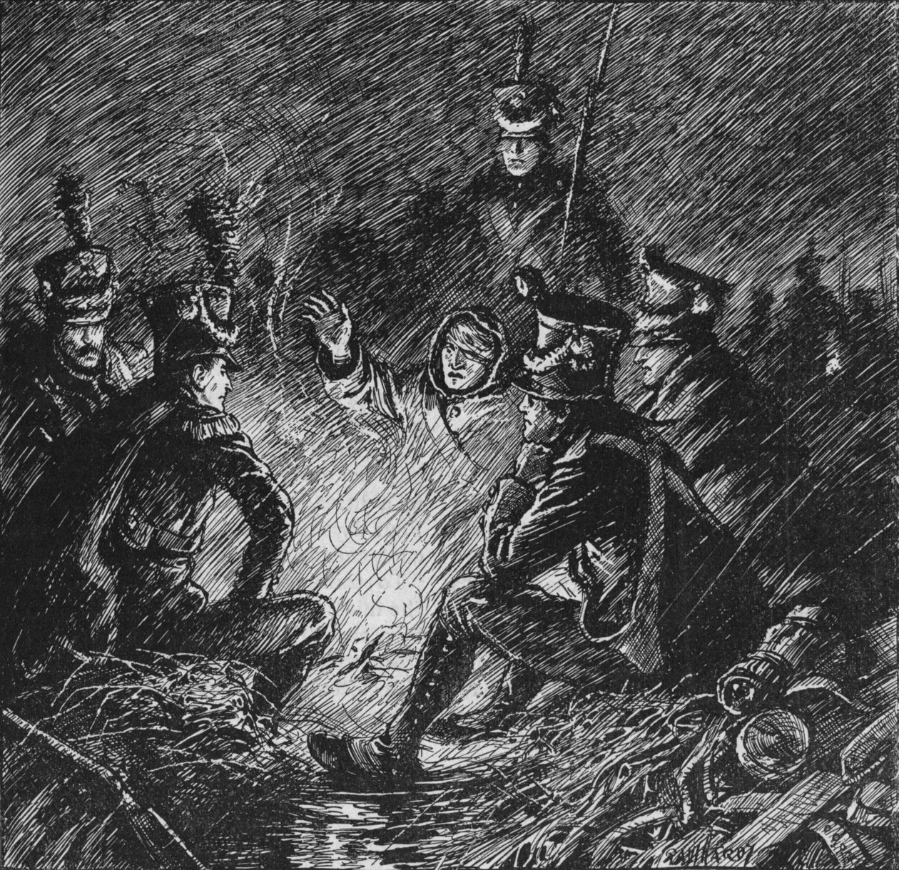 Både franskmænd og allierede bivuakerede i mudder og vand, 1902 af Paul Hardy