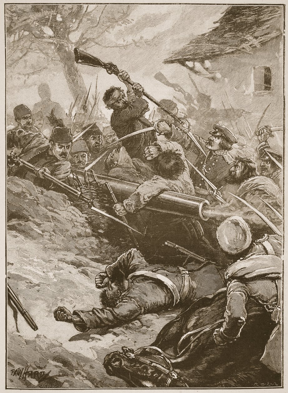 "Så fulgte et stormløb", illustration fra "Battles of the Nineteenth Century" af Archibald Forbes, G.A. Henty og major Arthur Griffiths af Paul Hardy