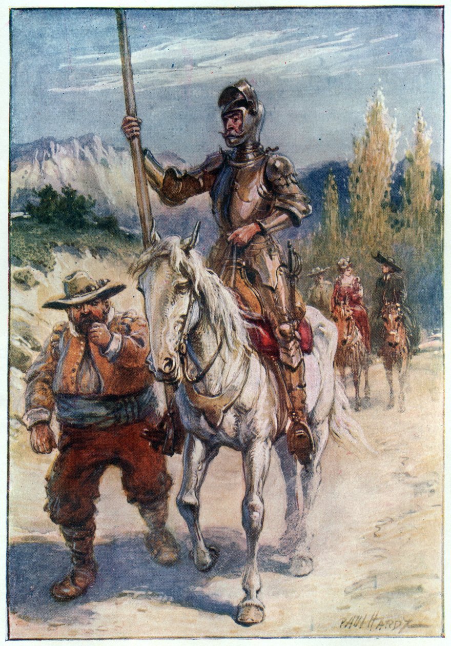 Hvilken juvel gav hun dig ved din afrejse, illustration fra "The Adventures of Don Quixote", udgivet af G. Bell und Sons, Ltd., 1911 af Paul Hardy