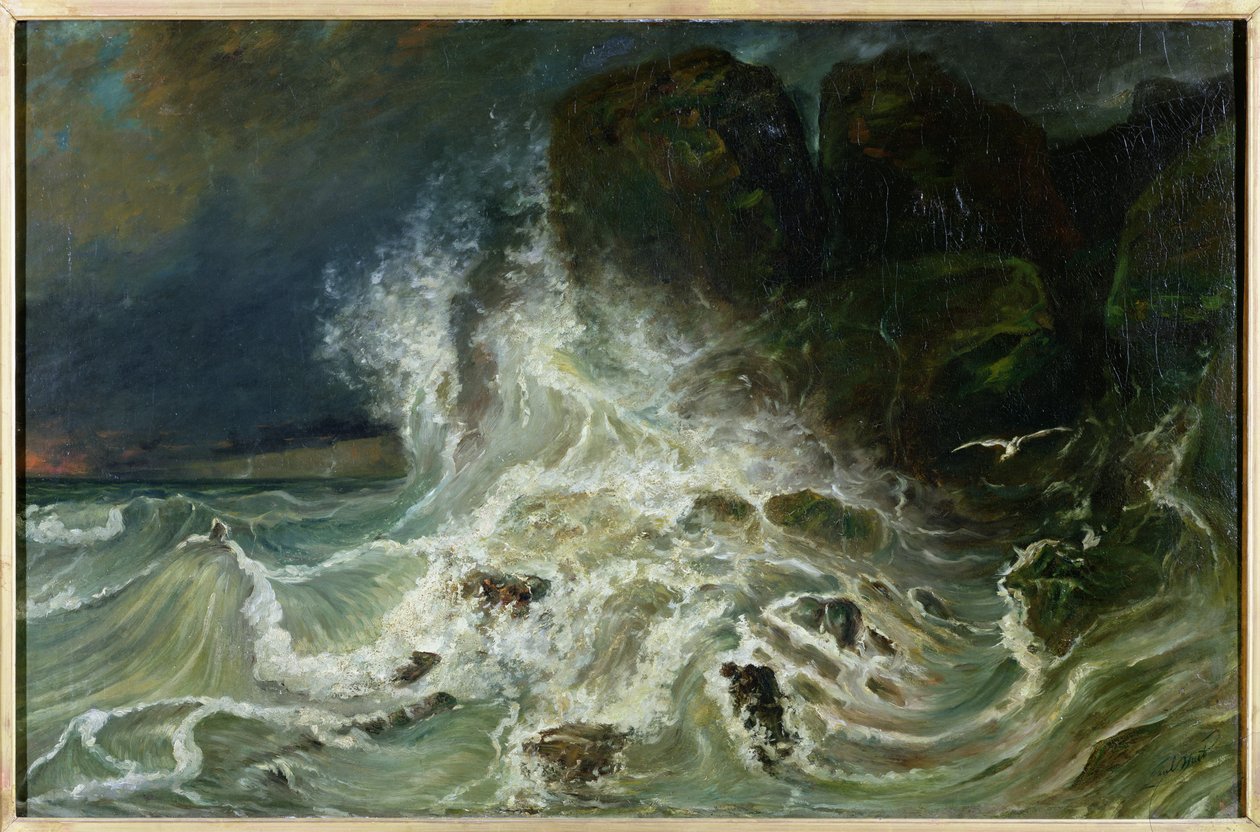 Breakers off Granville Point in the Channel, 1853 af Paul Huet