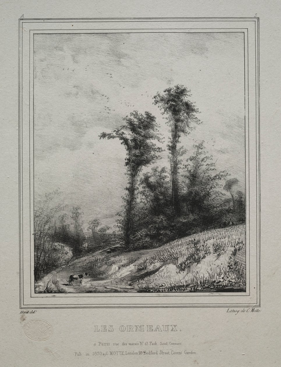 Landskaber: Unge elmetræer, 1829. af Paul Huet