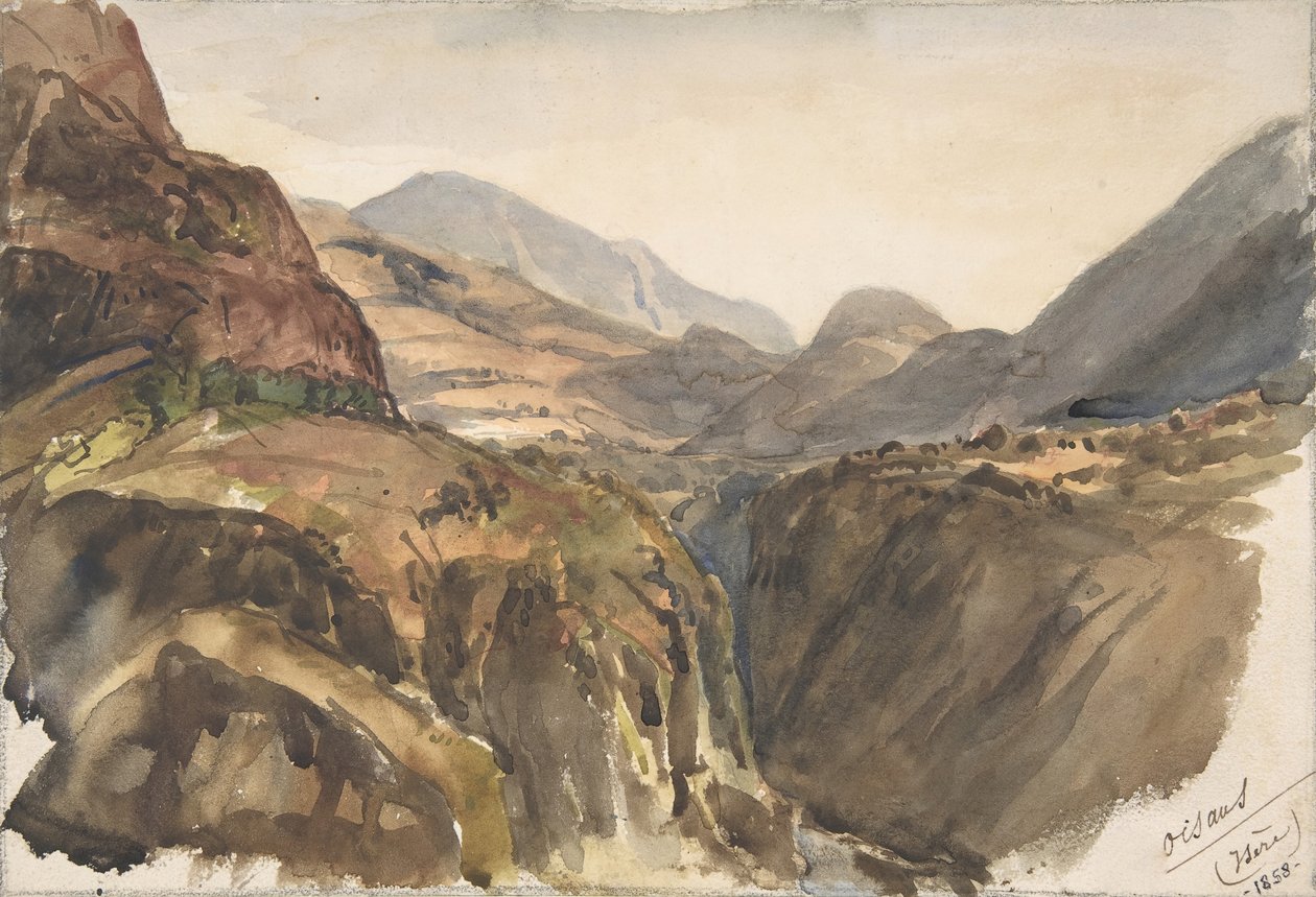 Mountain View ved Oisans Isère, 1858. af Paul Huet