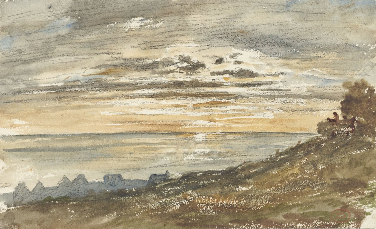 Solnedgang i Trouville af Paul Huet
