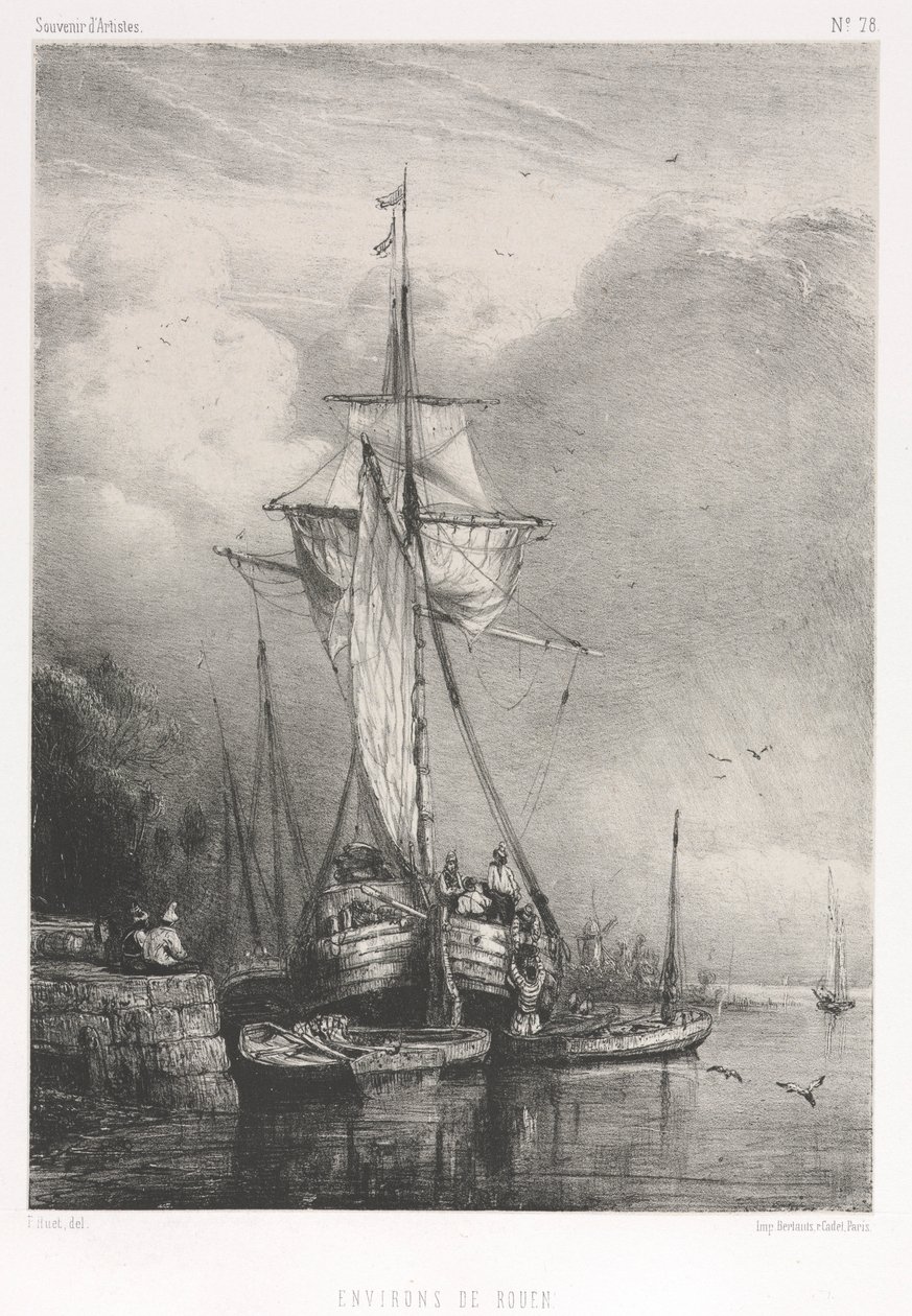 Souvenirs d Artistes No. 78: Six Marines: Surroundings of Rouen, 1832. af Paul Huet