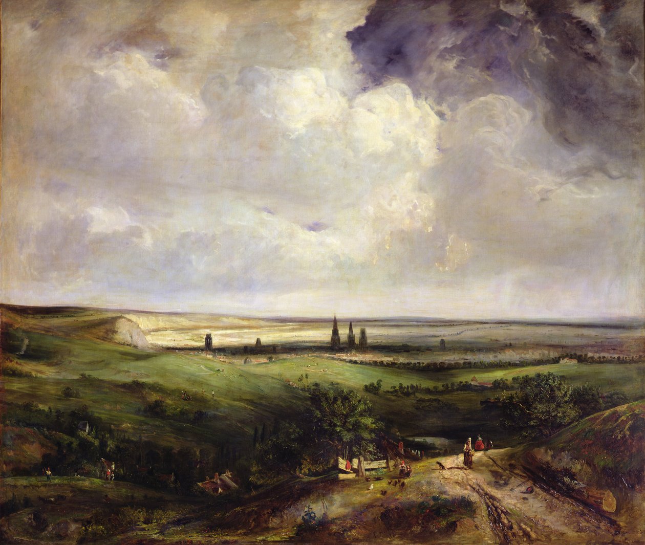 Udsigt over Rouen, 1831 af Paul Huet