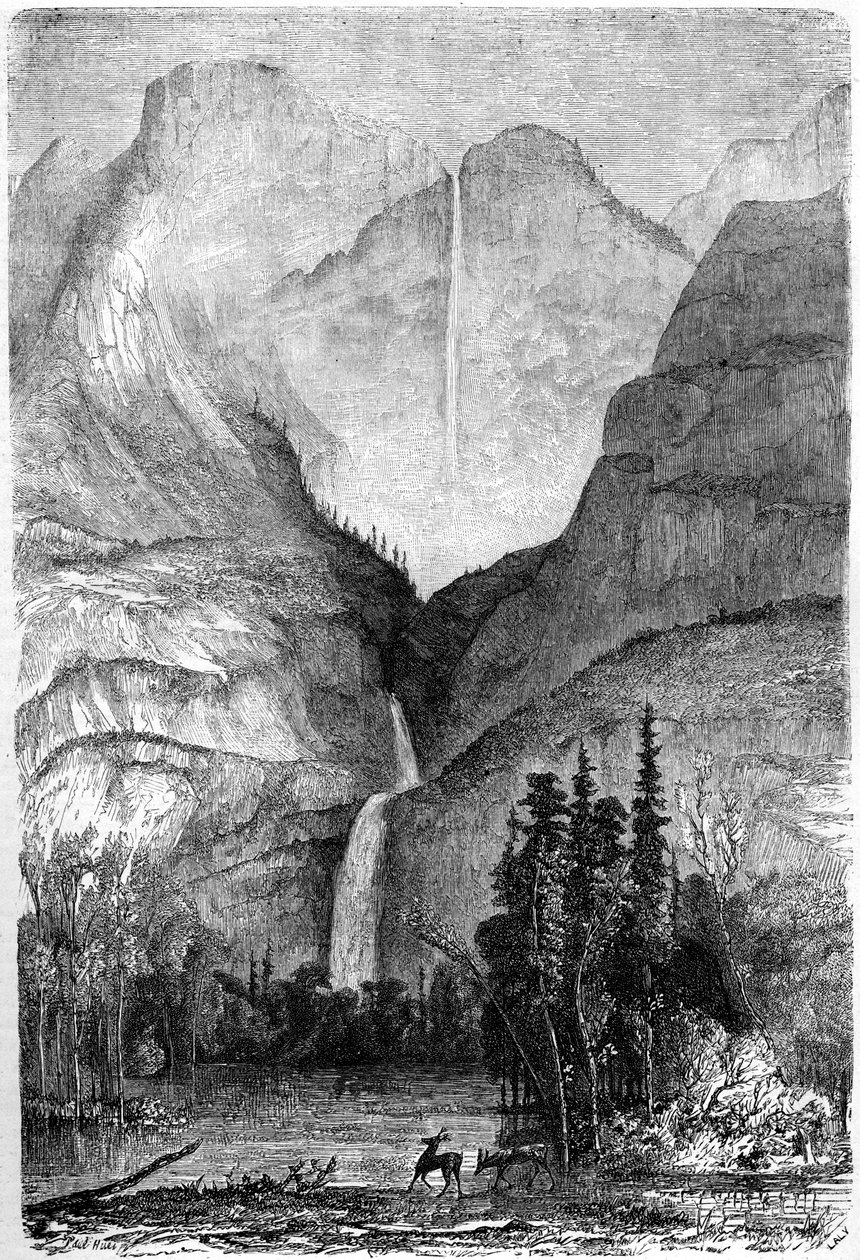 Yosemite Falls, Californien, 1800-tallet. af Paul Huet
