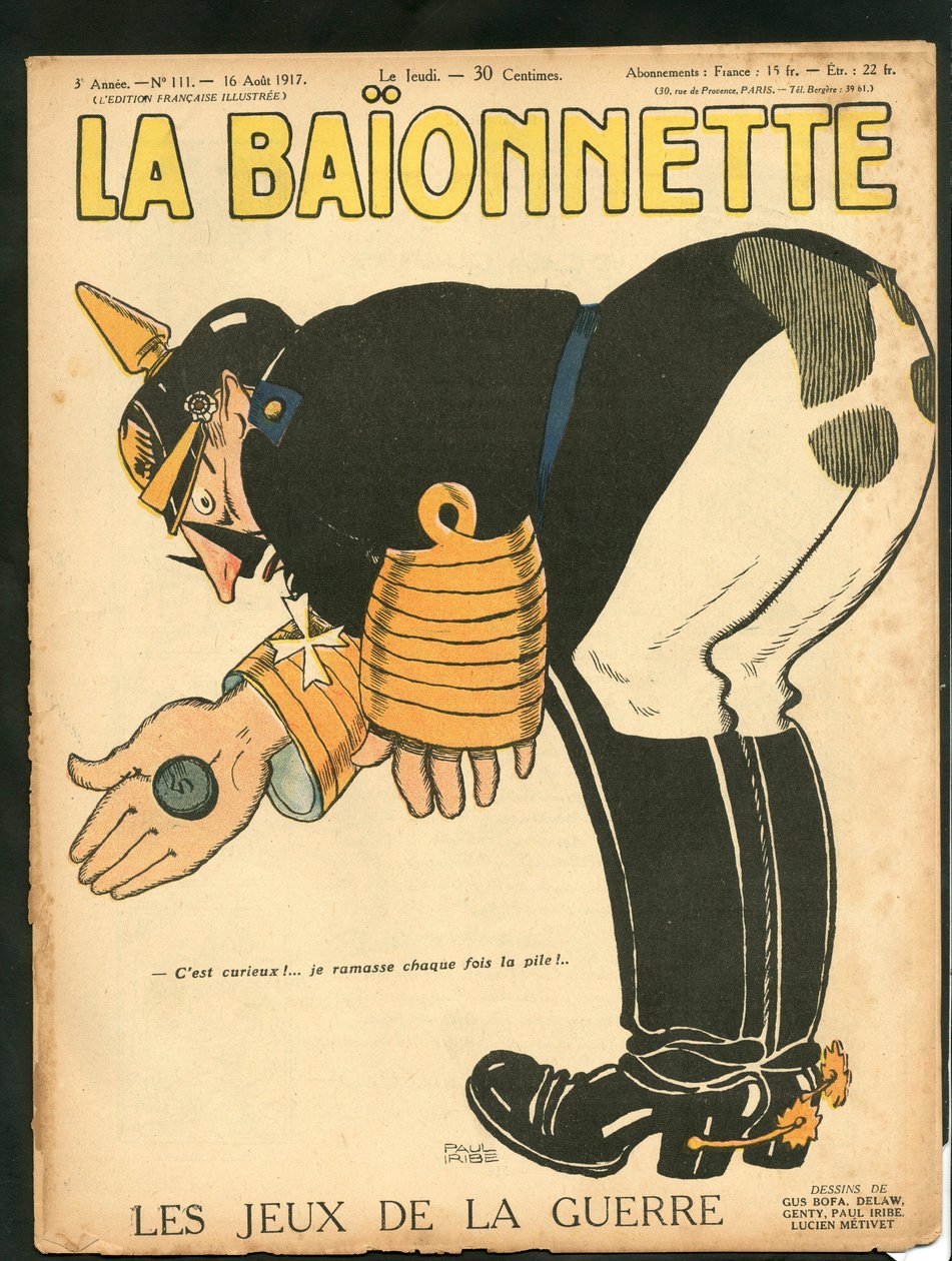Cover af ""La Baionnette"", satirisk i farver af Paul Iribe