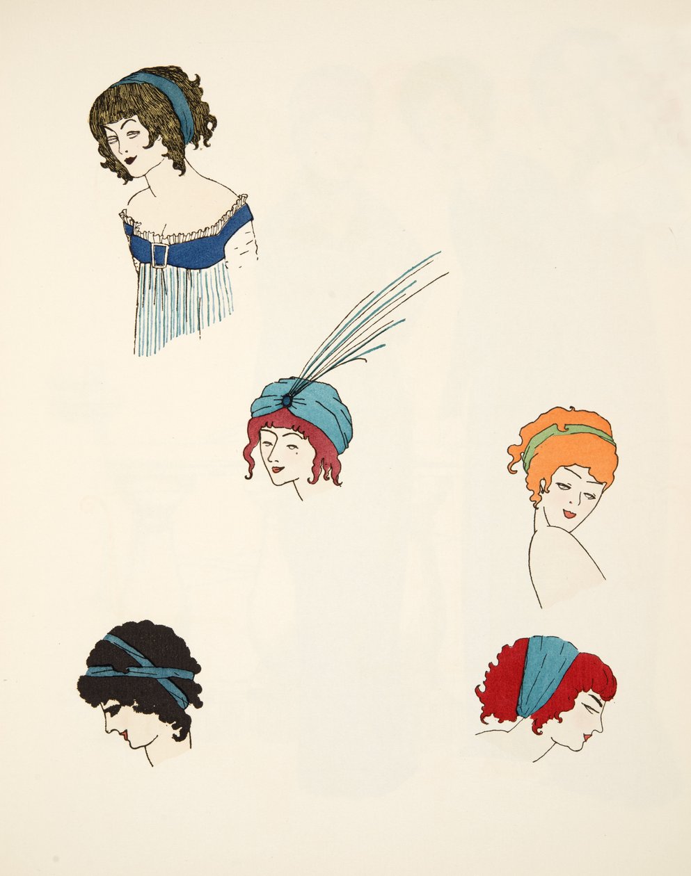 Designs til adresser, fra pubben Les Robes de Paul Poiret. 1908 (stenciltryk) af Paul Iribe