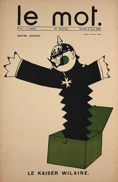 Notre Joujou, Le Kaiser Wilaine, forside af Le Mot, 2. januar 1915 (farve litho) af Paul Iribe