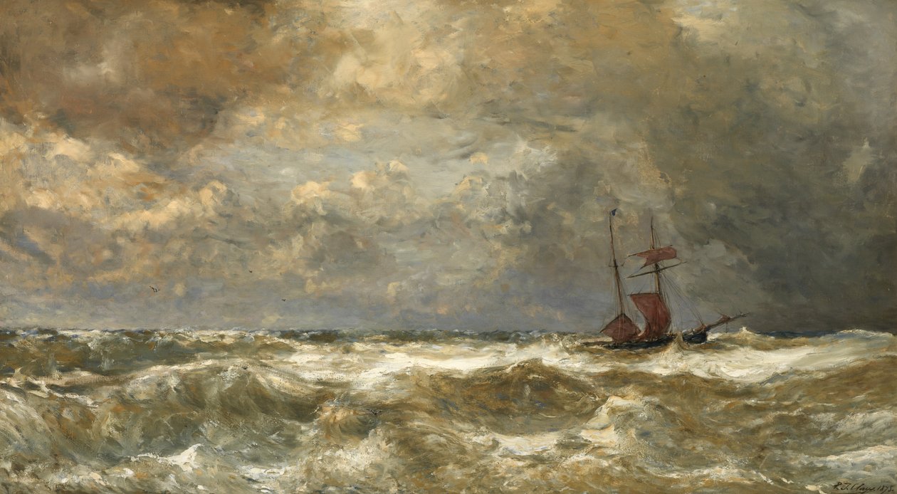 Rough Sea (olie på lærred) af Paul Jean Clays