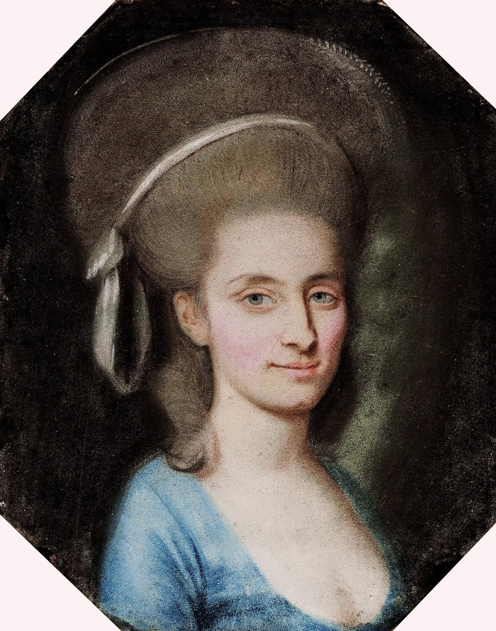 Portræt af en dame i blå kjole. af Paul Joseph Bardou