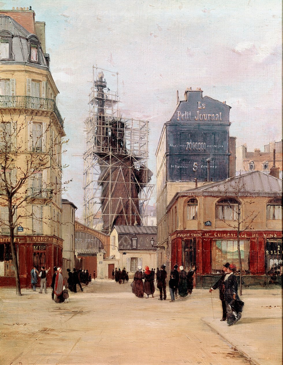 La Liberte oplyser verden Frihedsstatuen lavet af Frederic Auguste Bartholdi 1834-1905) i Gayet-støberiet, rue de Chazelles nær Boulevard de Courcelles i Paris, før afgang til New York i 1883. Maleri af Paul Joseph Victor Darga af Paul Joseph Victor Dargaud