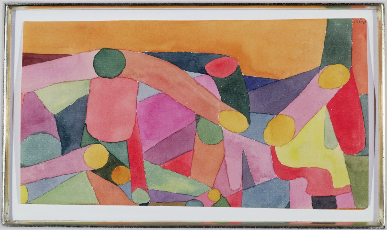 (Uden titel) Farvekomposition, ca. 1914 (akvarel og blyant på papir) af Paul Klee