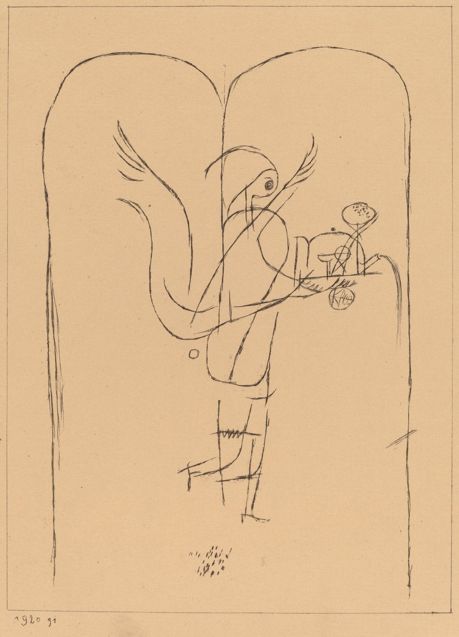 Et geni serverer en lille morgenmad af Paul Klee