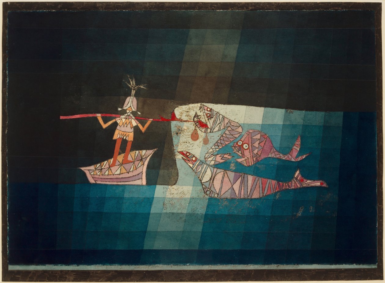 Kampscene fra den komiske fantastiske Opera The Seafarer, 1923. af Paul Klee