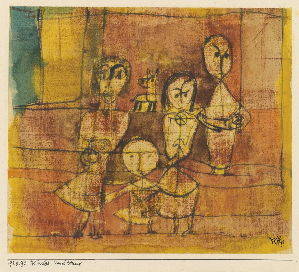 Børn og hund, 1920 af Paul Klee