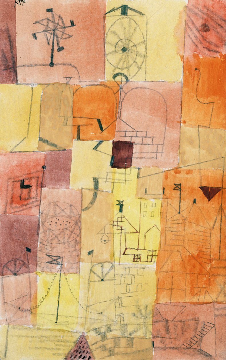 Børnenes by med vindmølle af Paul Klee