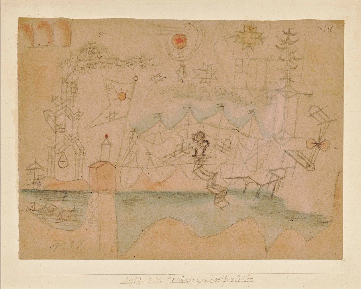 Tegning til bådudlejningen, 1918. af Paul Klee