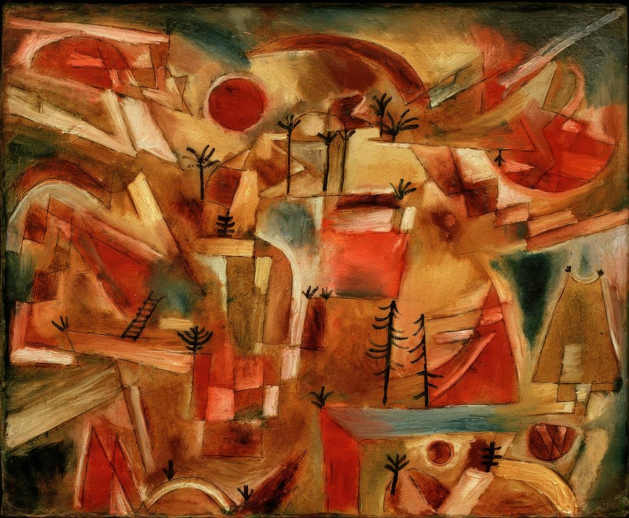 Klippelandskab (med palmer og graner) af Paul Klee