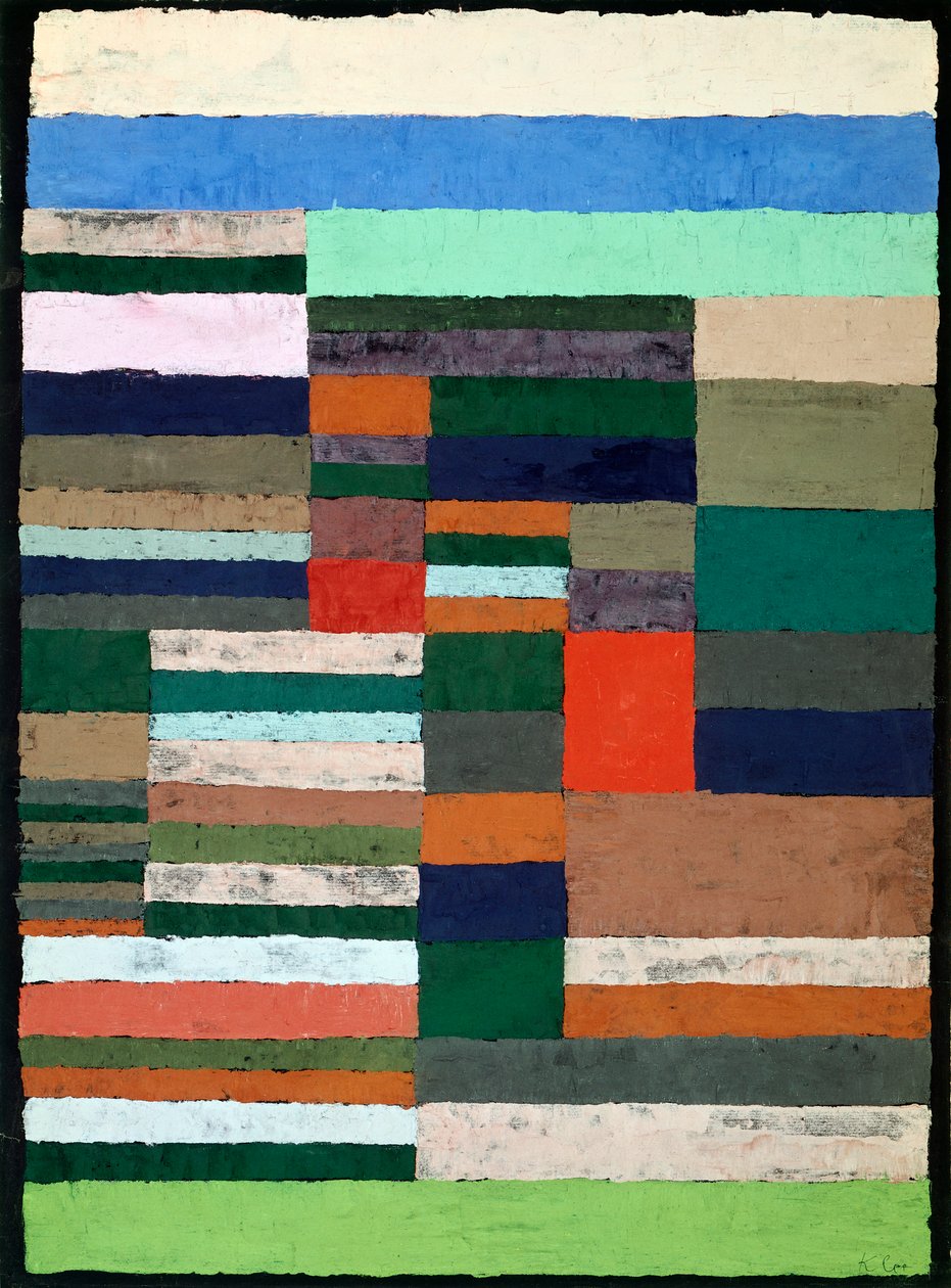 Individualiseret højdemåling af striber af Paul Klee (1879-1940), pastel på papir af Paul Klee