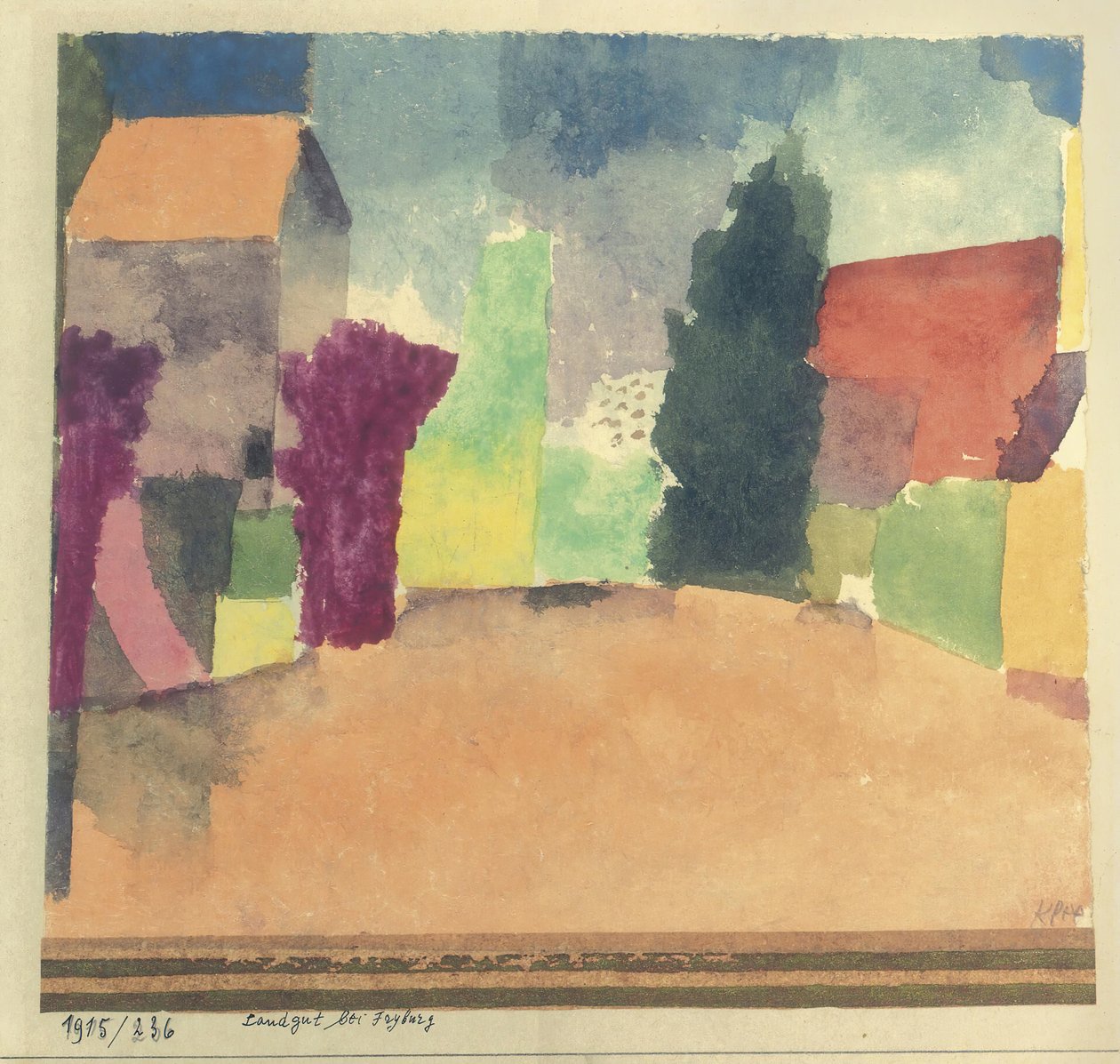 Landgut bei Fryburg Country House nær Fribourg, 1915. af Paul Klee