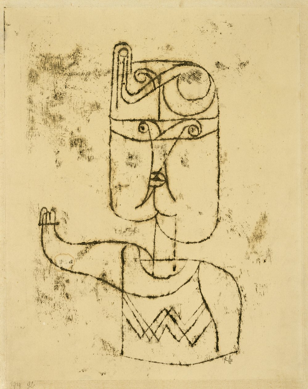 Matematisk billede. 1919 (olieoverførselstegning på papir, monteret på pap) af Paul Klee