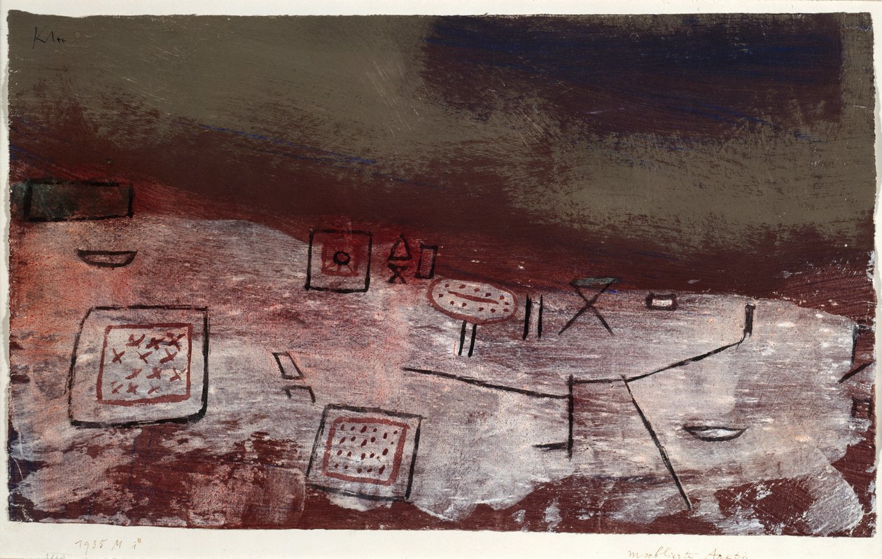 Moeblierte Arktis (arktiske møbler). 1935 (Tempera på papir) af Paul Klee