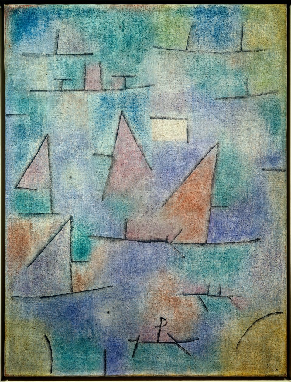 Havn og sejlbåde af Paul Klee