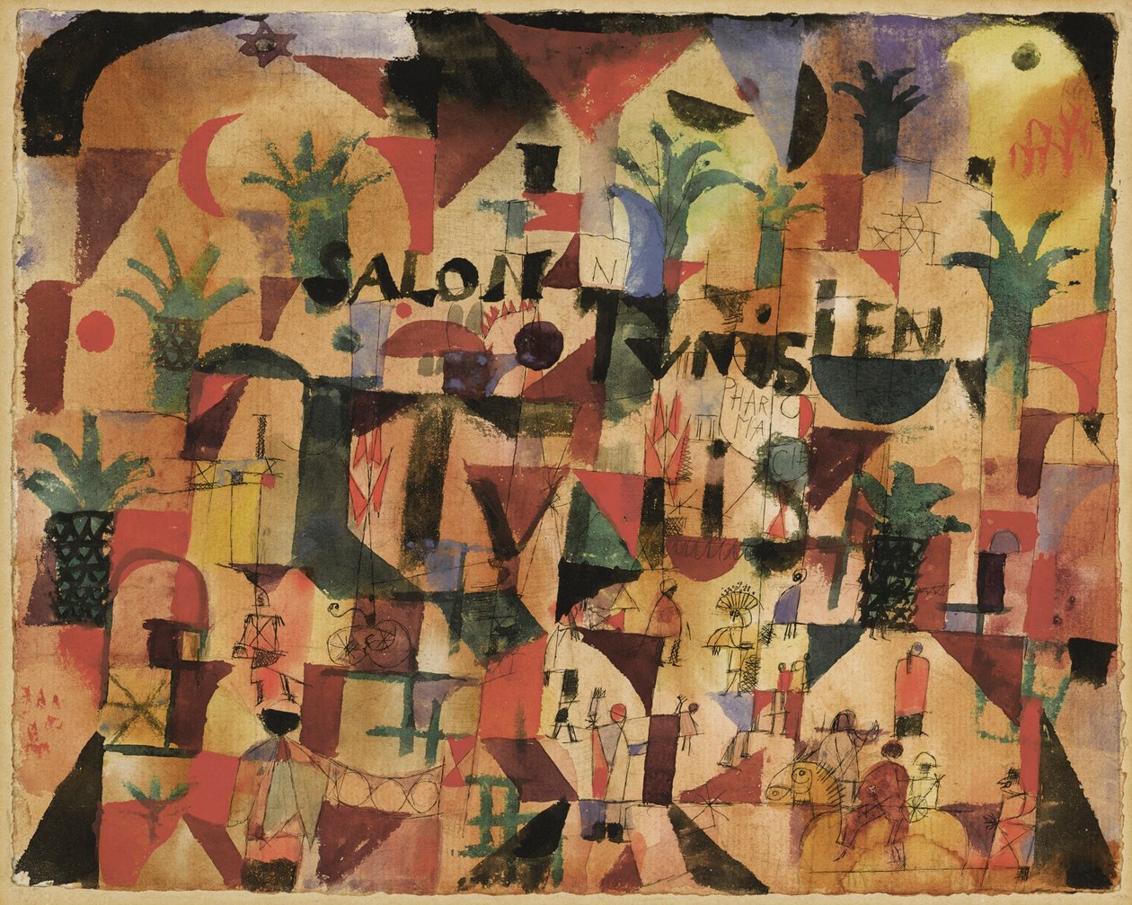 Tunesisk salontrafik på Boulevard Tunis, 1918. af Paul Klee