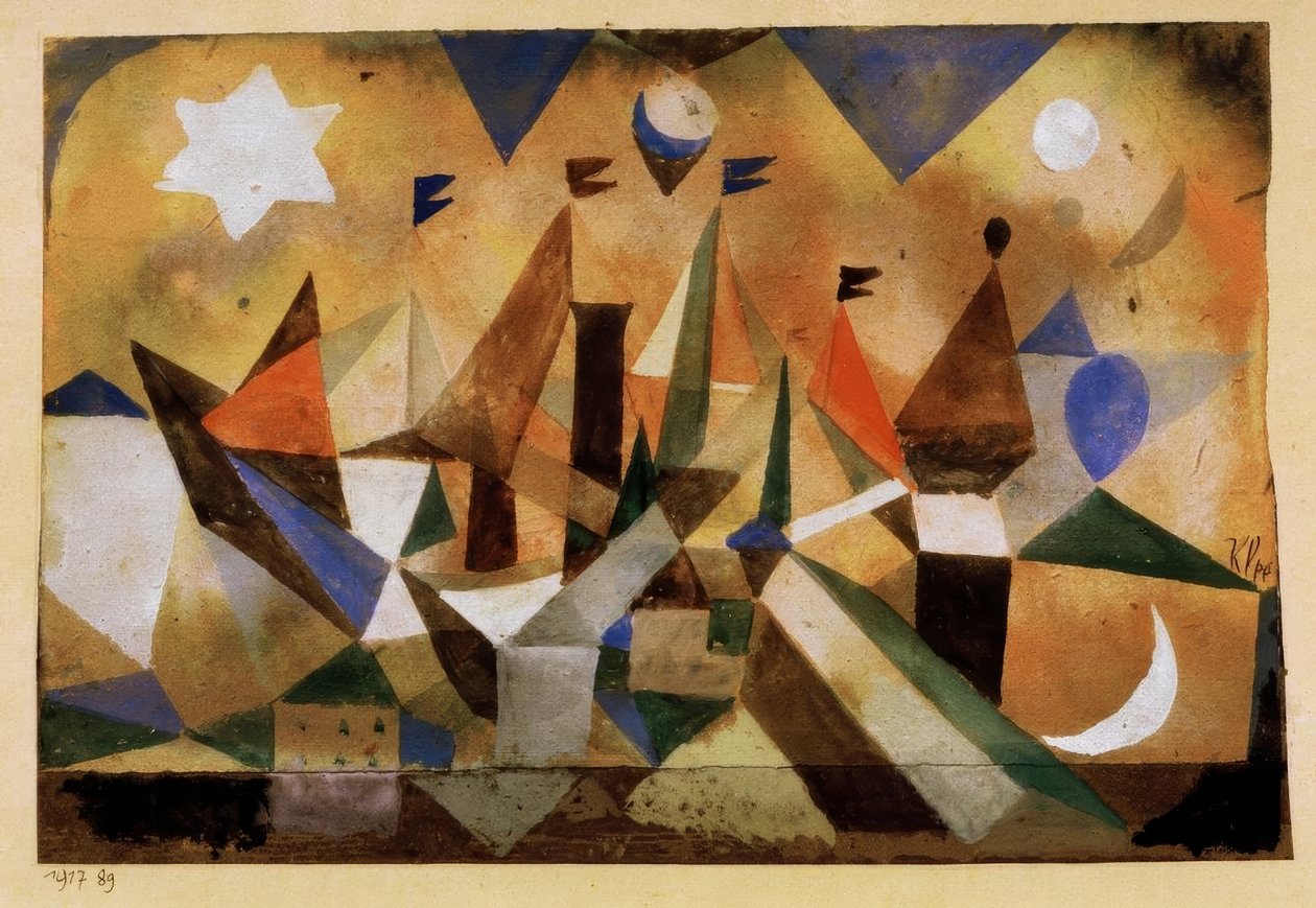 Sejlskibe, der venter på stormen af Paul Klee
