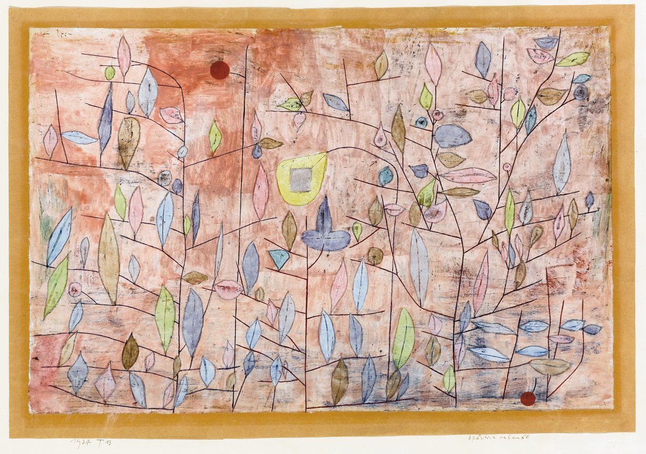 Sparsomt Løv; Sparlich Belaubt af Paul Klee