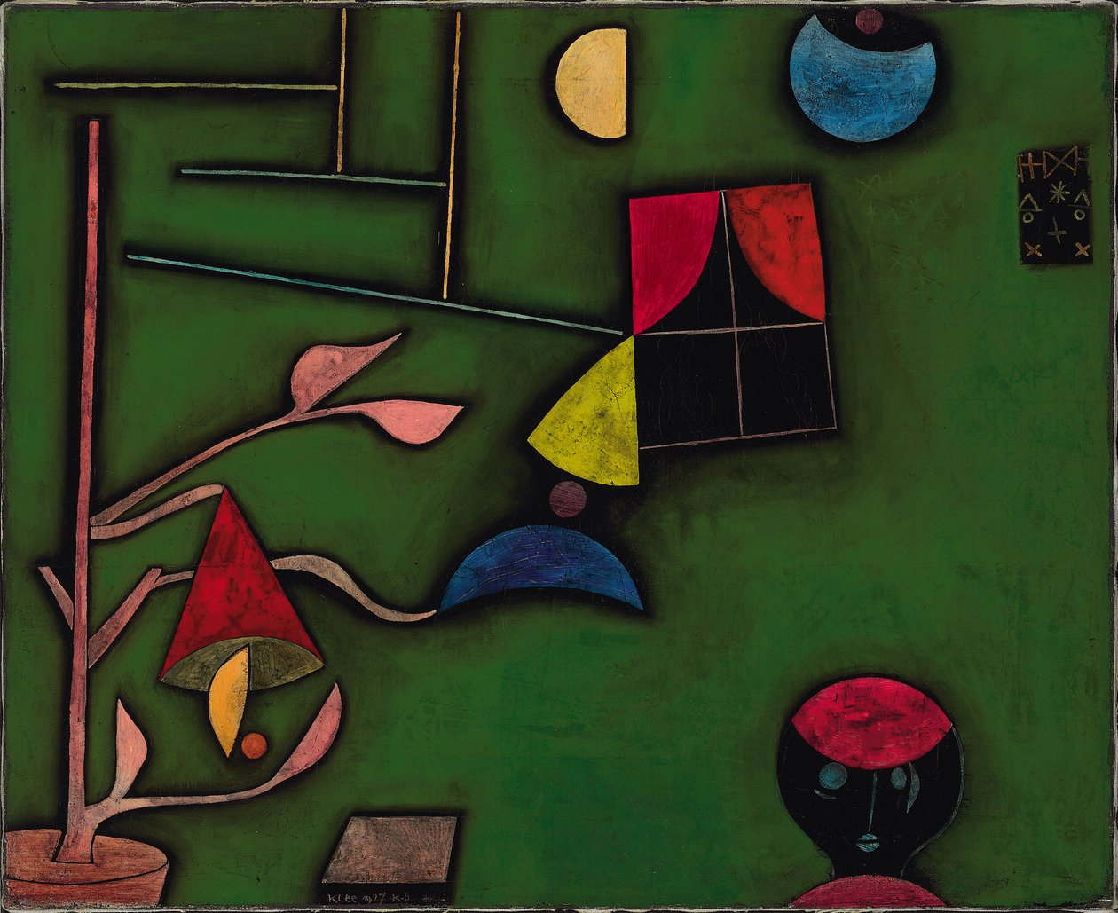 Stilleben med plante og vindue af Paul Klee