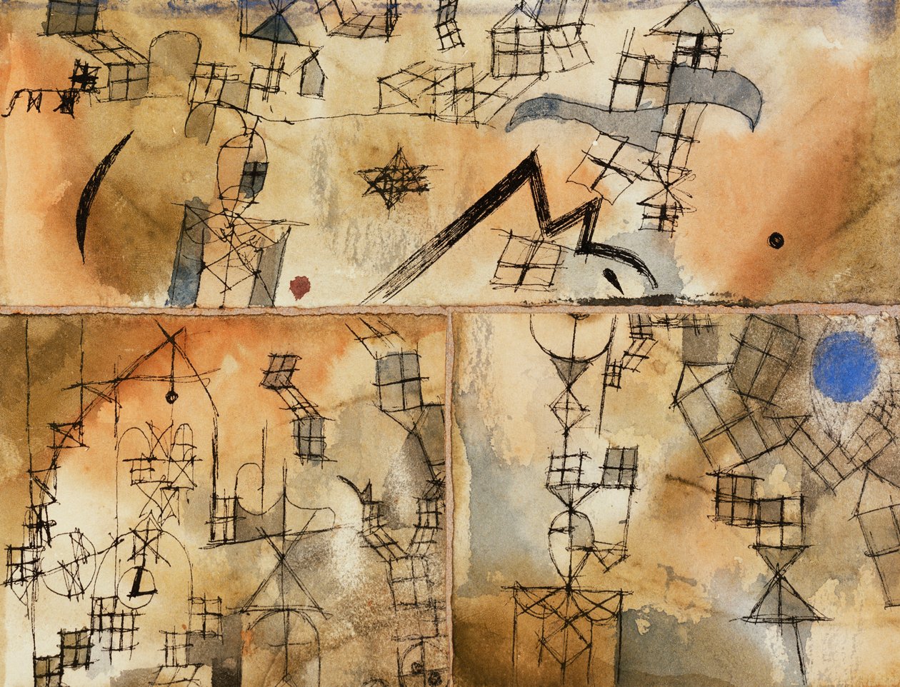 tredelt sammensætning; Tredelt komposition af Paul Klee