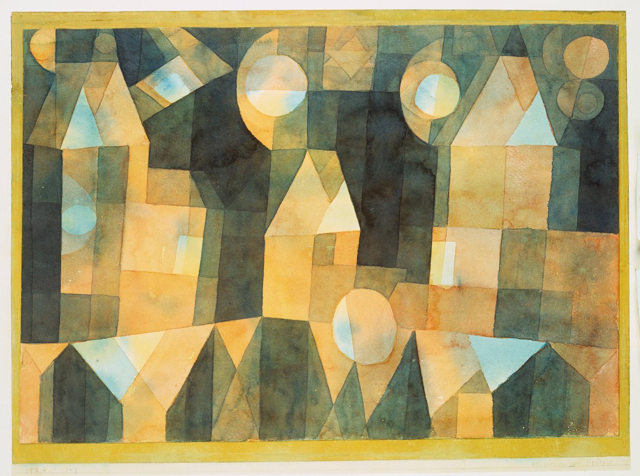 Tre huse og en bro af Paul Klee