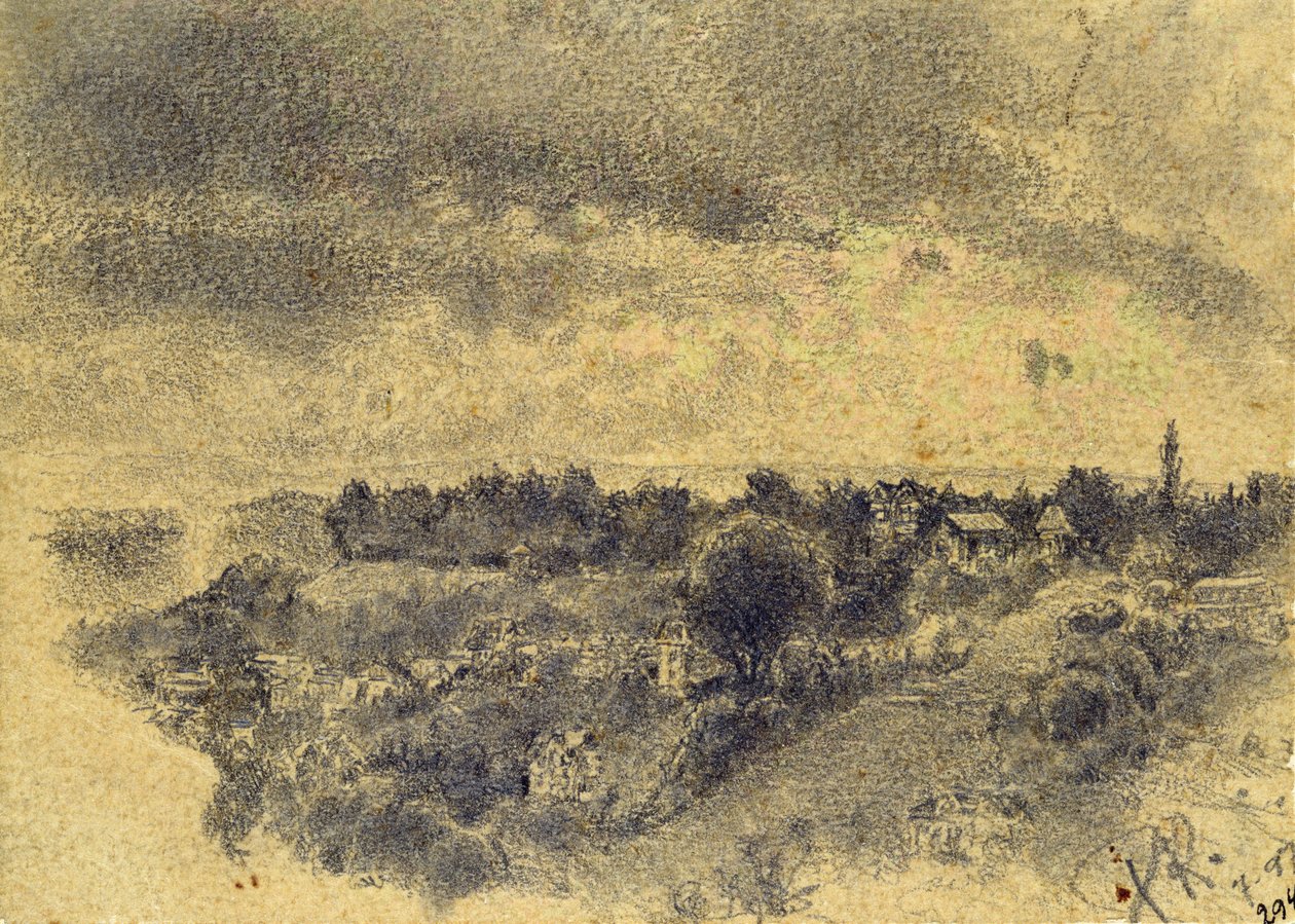 Uden titel (Berne, udsigt over Rosengarten) 1897 (blyant og pensel på papir) af Paul Klee