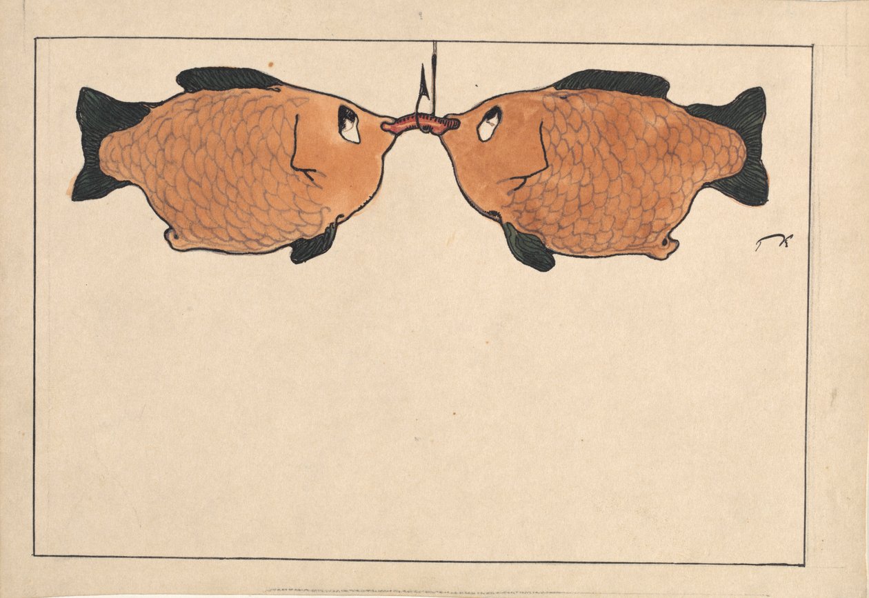Uden titel To fisk, en krog, en orm, 1901. af Paul Klee