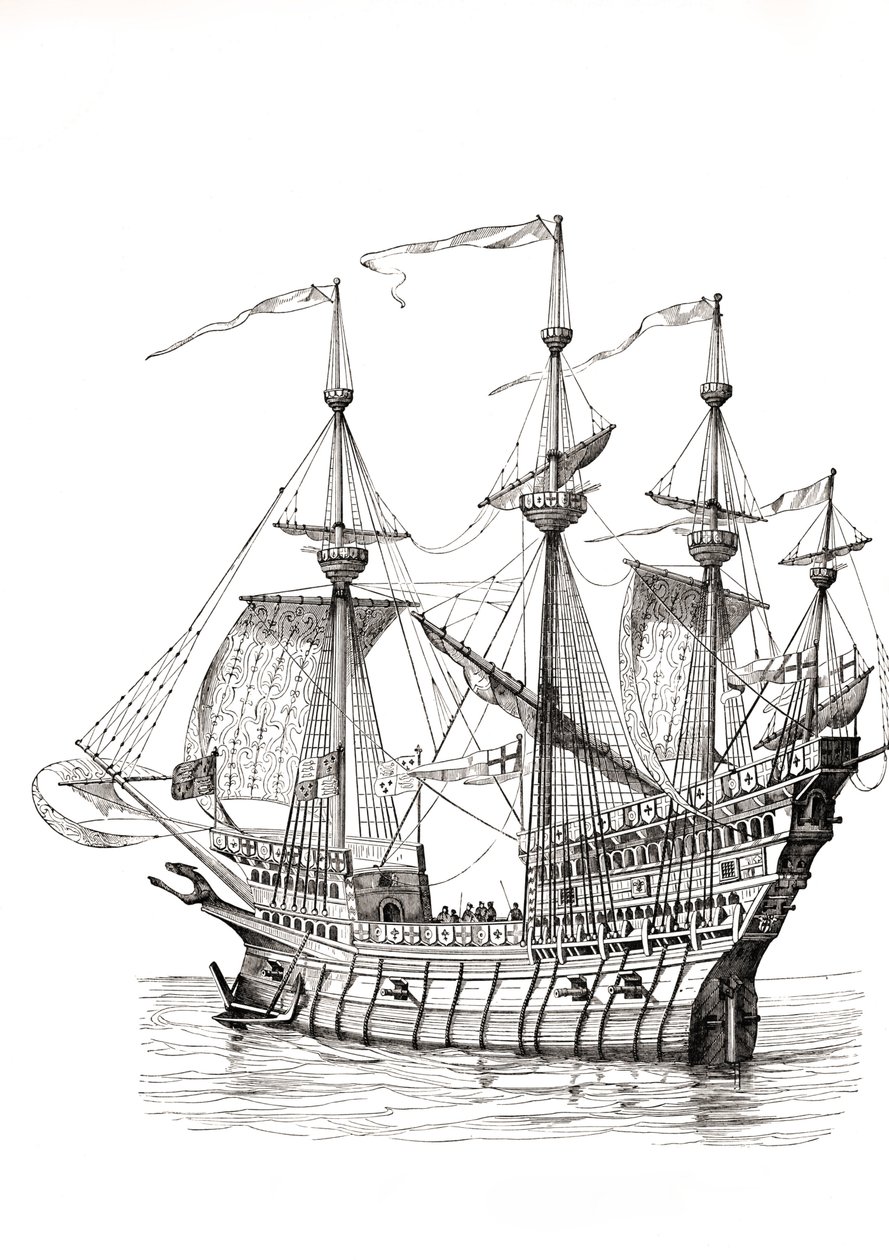 Krigsmanden, som transporterede kong Henry Viii fra England til Frankrig i 1520 til hans møde med kong Francis I på marken med det gyldne klæde. Efter en tegning af Holbein. af Paul Lacroix