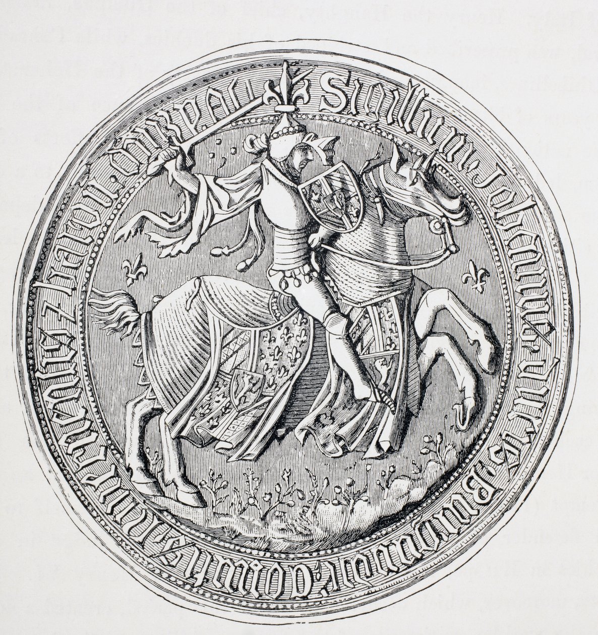Segl af Jean Ii, hertug af Burgund, greve af Nevers og baron af Donzy 1371 - 1419. af Paul Lacroix