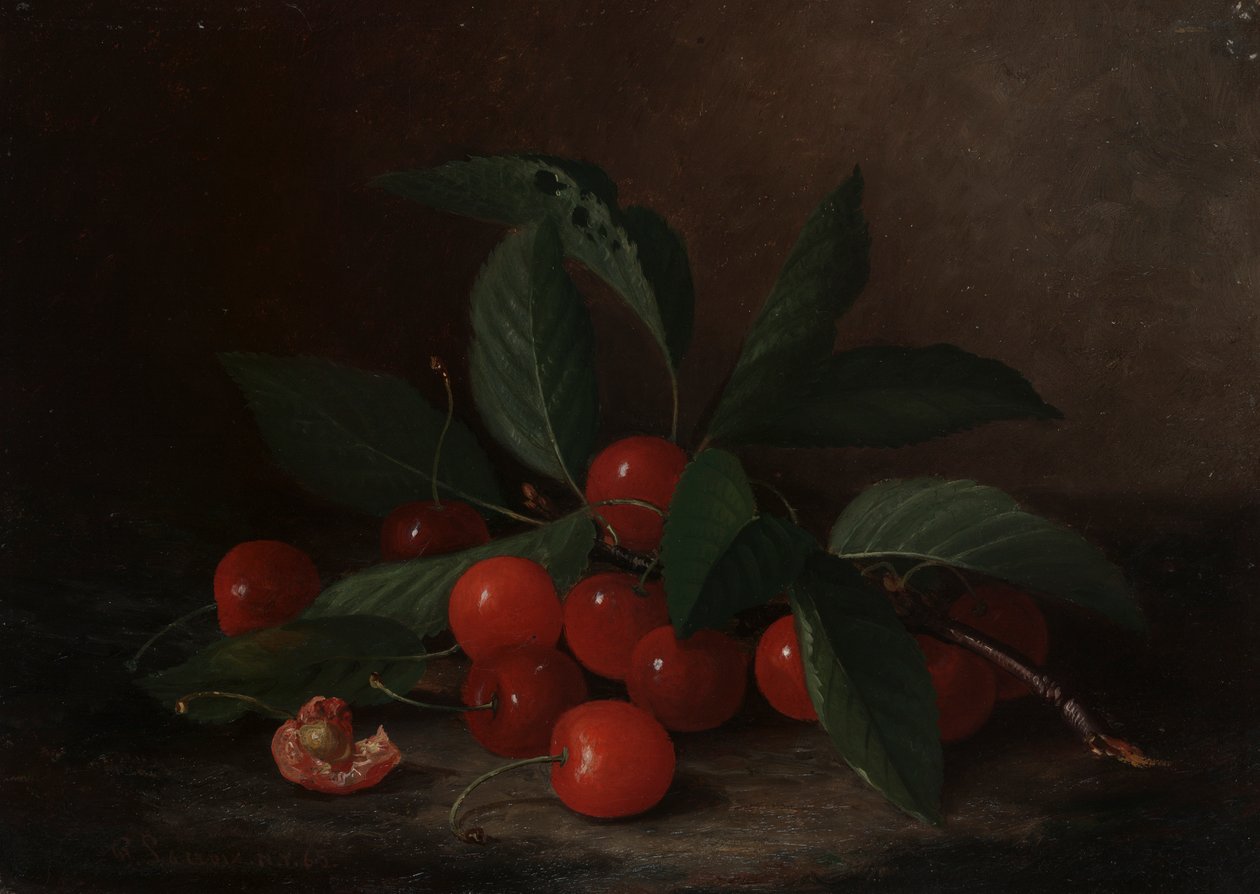 Stilleben med kirsebær af Paul Lacroix