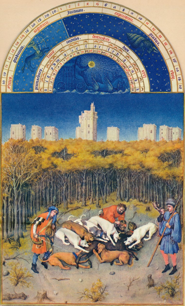 December - Château de Vincennes, 1400-tallet, 1939. af Paul Limbourg