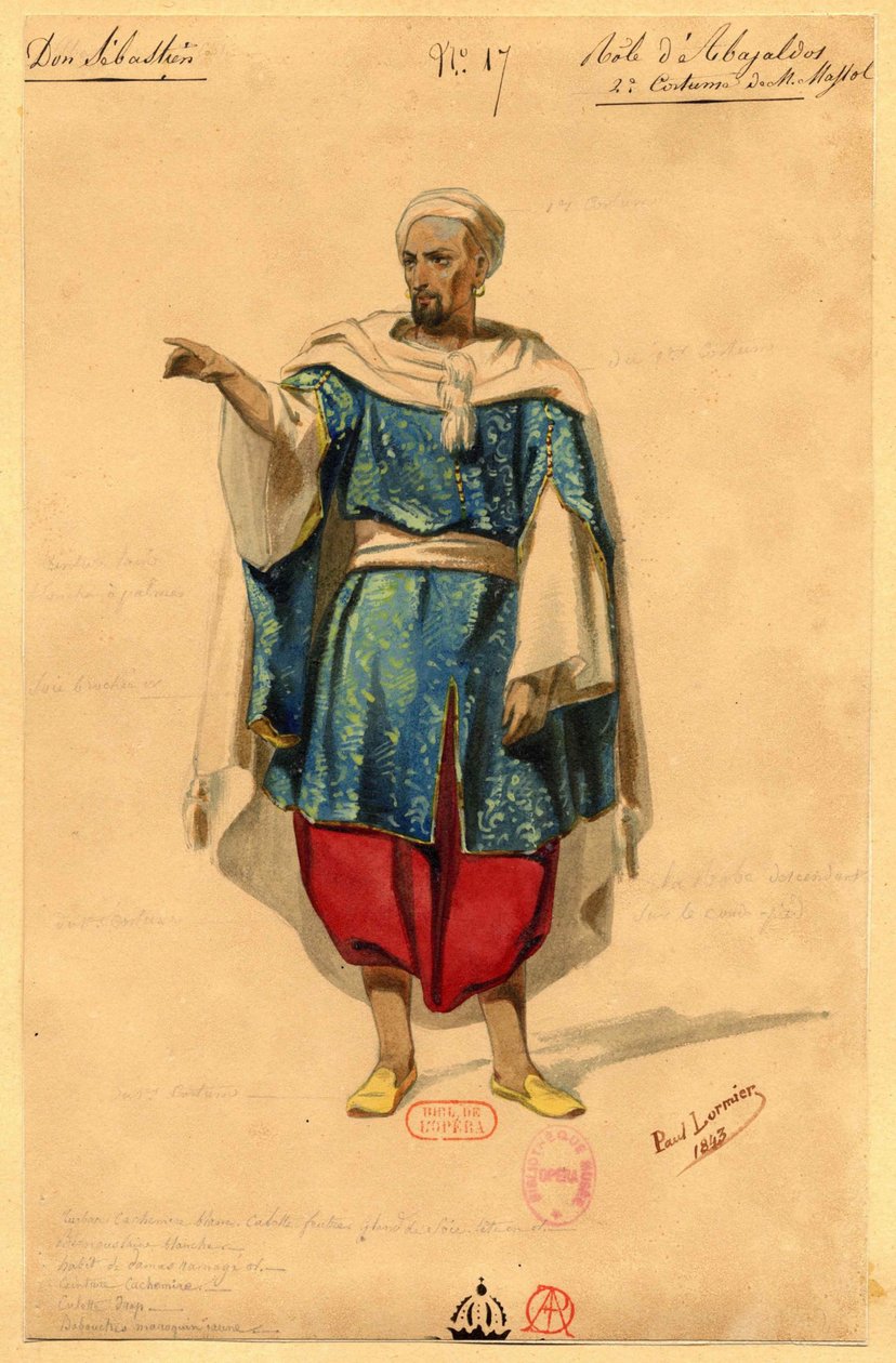 Abayaldos. Kostumedesign til operaen Dom Sébastien, Roi de Portugal, 1843. af Paul Lormier
