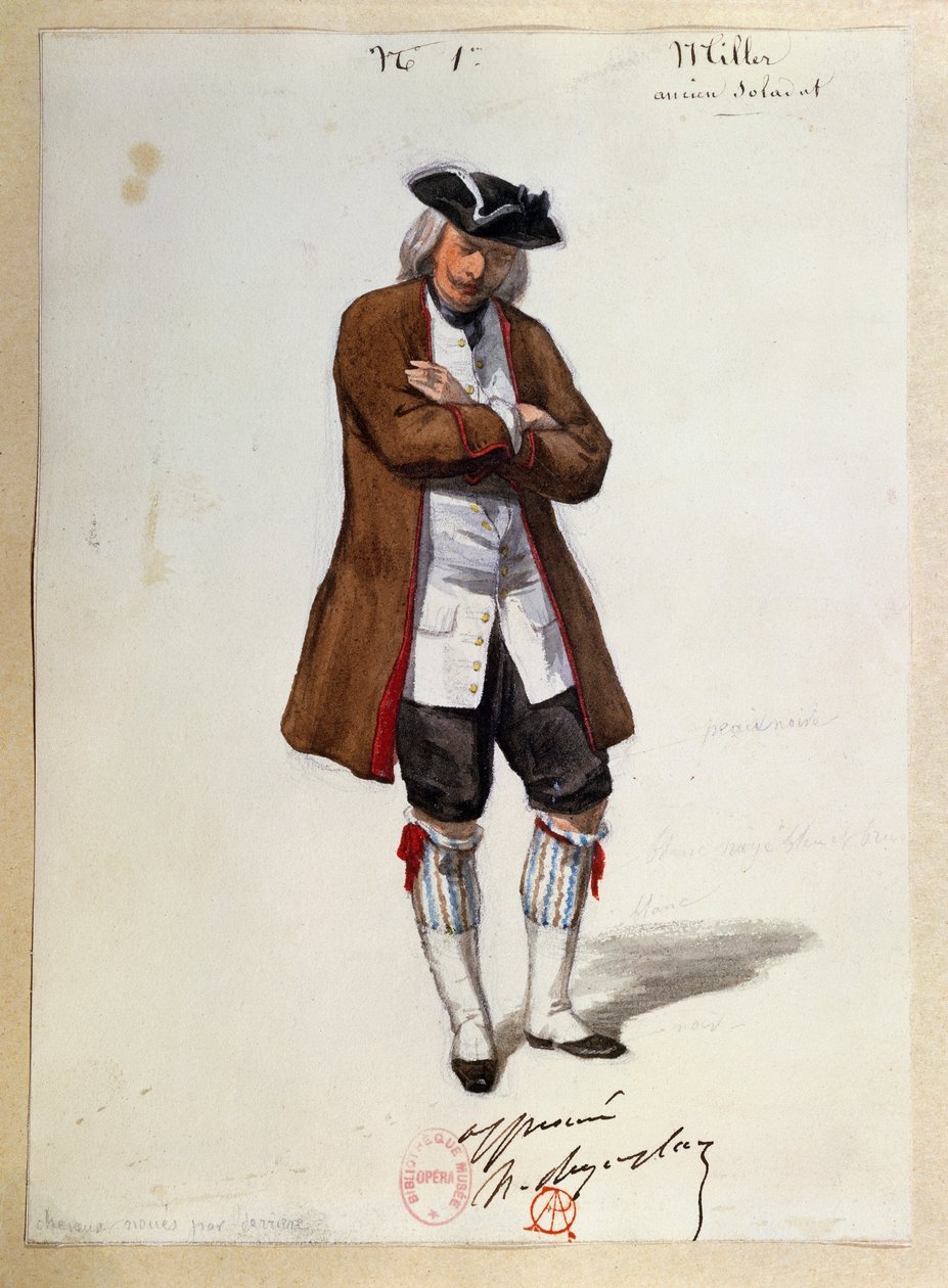 Kostume til Luisa Miller af Giuseppe Verdi, skitse af Paul Lormier