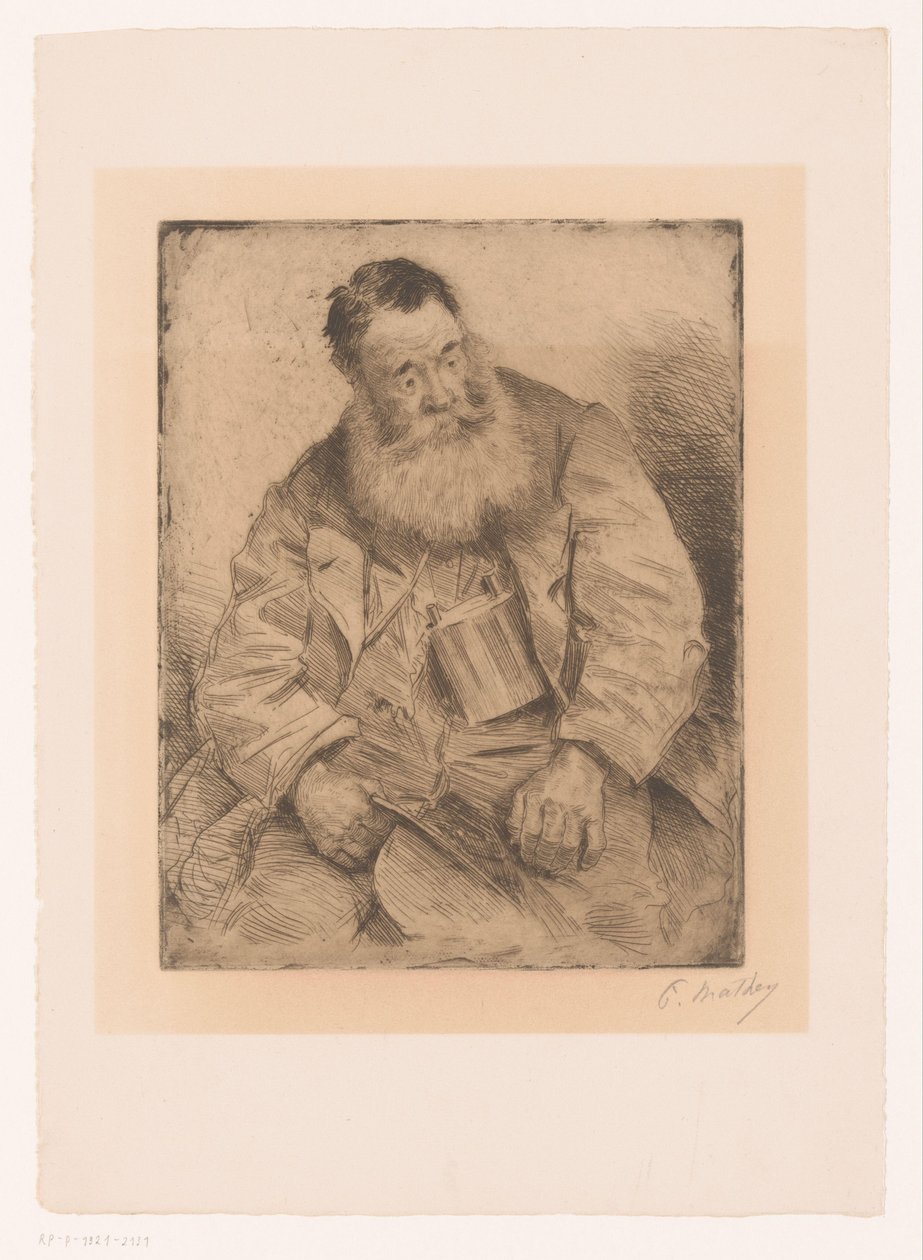 Portræt af en siddende mand med skæg af Paul Mathey (signed by artist)
