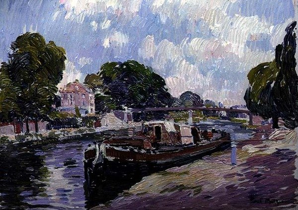 Canal Boat, Bougival (olie om bord) af Paul Mathieu