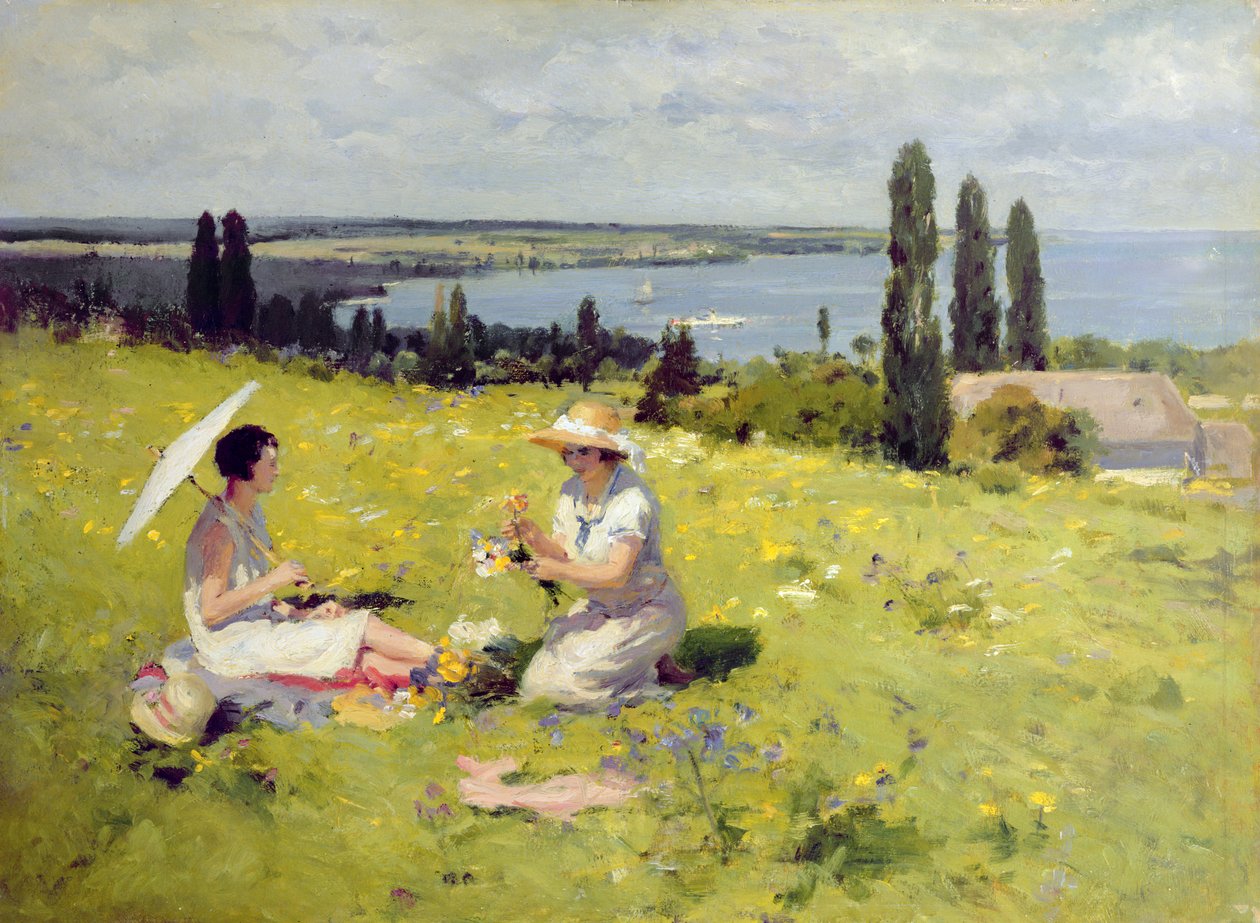 Plukke blomster (olie på lærred) af Paul Michel Dupuy